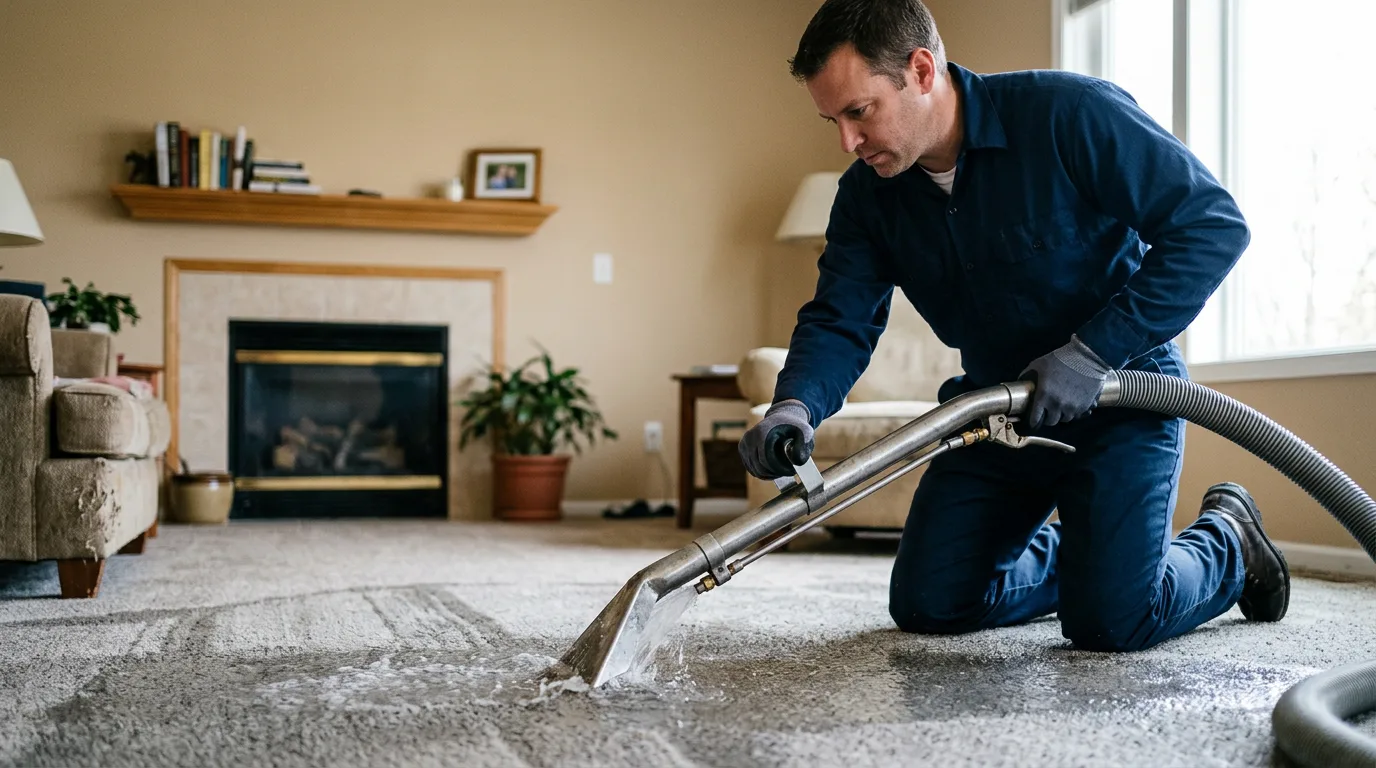 Water damage restoration technician working near High Ridge, MO